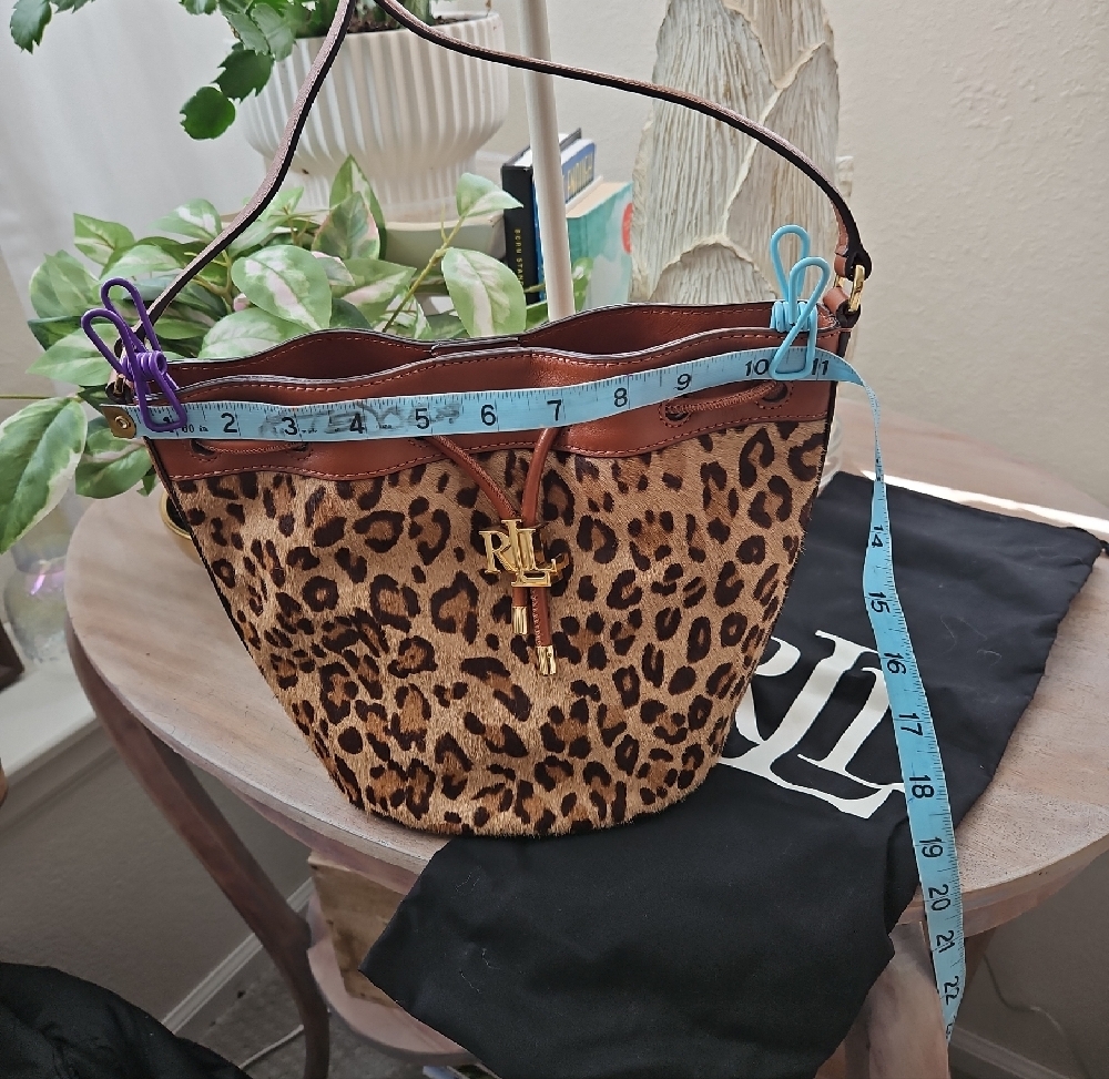 Ralph Lauren Leopard-Print Drawstring Bucket Bag … - image 3